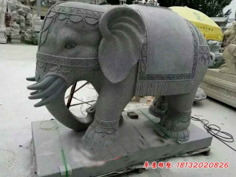 门口大象石雕 大理石动物雕塑