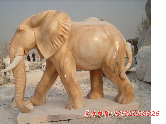 门口大象石雕 晚霞红动物雕塑 (5)