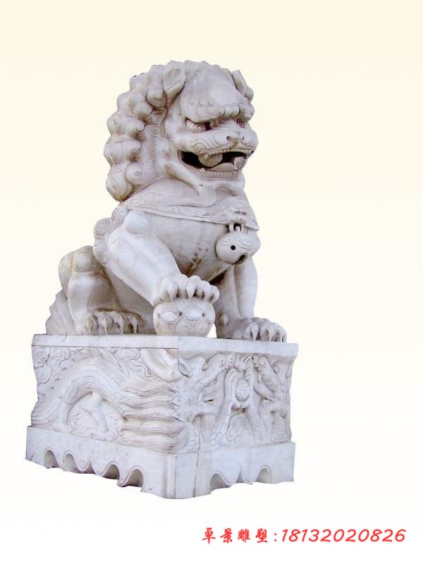 门口石狮子 踩球北京狮石雕 