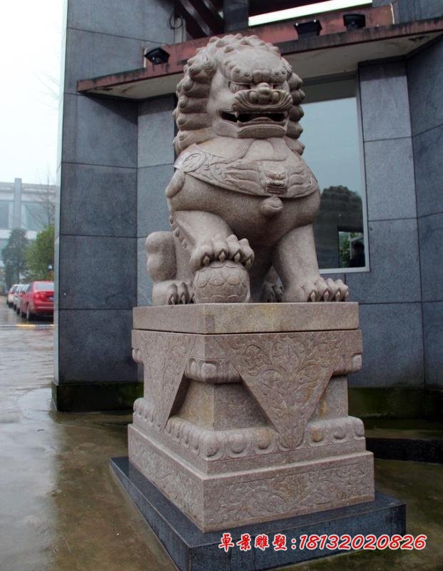 门口石狮子 踩球北京狮石雕