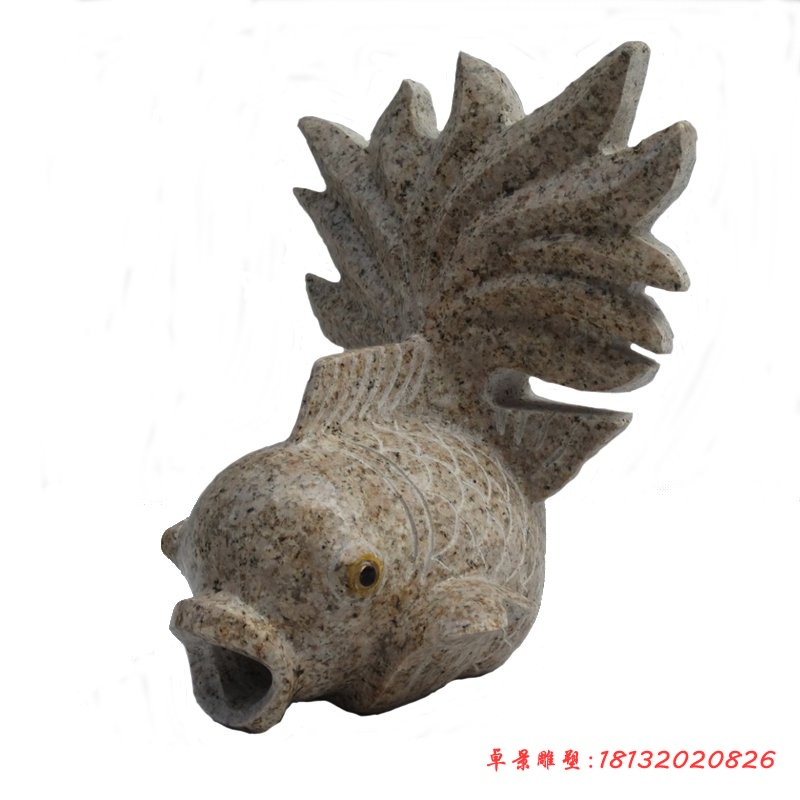 喷水的金鱼石雕，庭院水景石雕 (5)