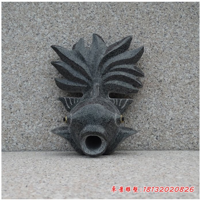 喷水的金鱼石雕，庭院水景石雕 (2)