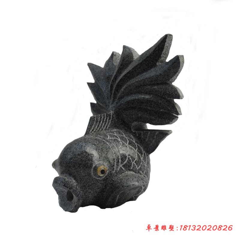 喷水的金鱼石雕，庭院水景石雕 (6)