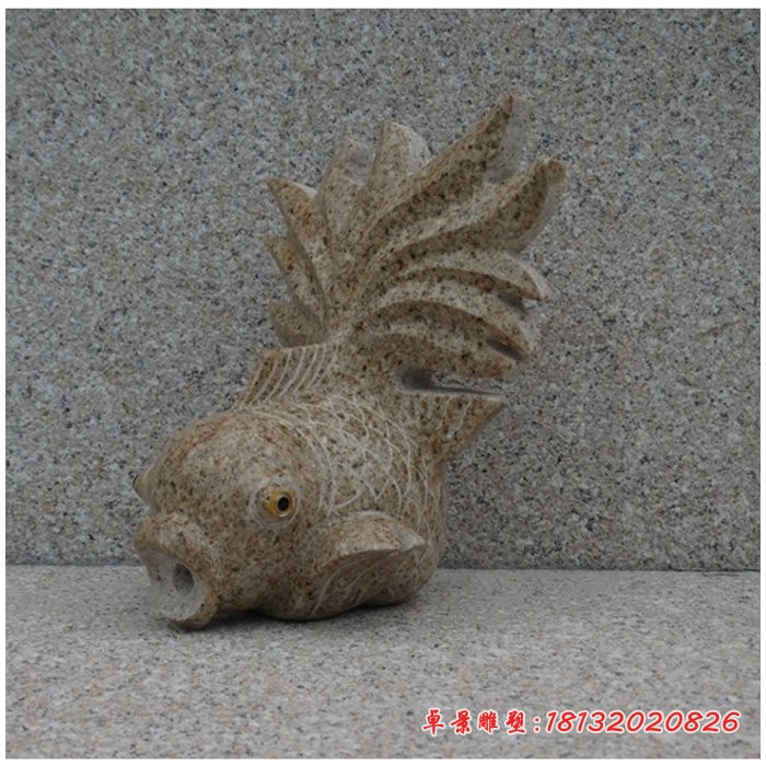 喷水的金鱼石雕，庭院水景石雕 (7)