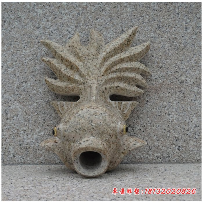 喷水的金鱼石雕，庭院水景石雕 (12)