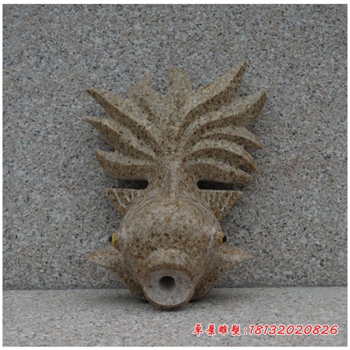 喷水的金鱼石雕，庭院水景石雕 (10)