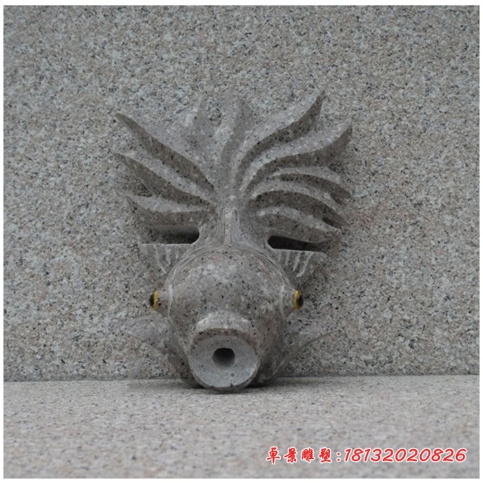 喷水的金鱼石雕，庭院水景石雕 (11)