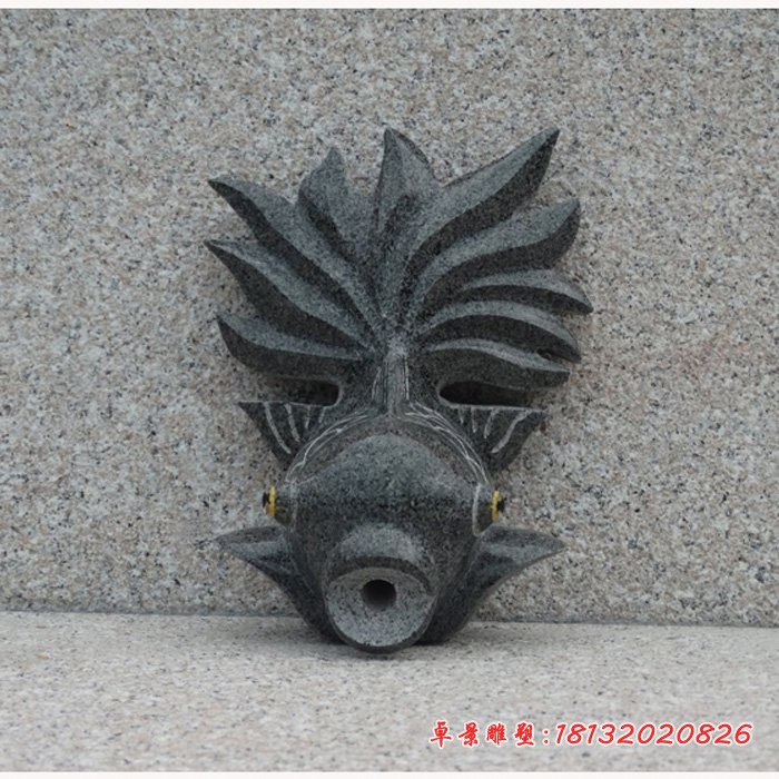 喷水的金鱼石雕，庭院水景石雕