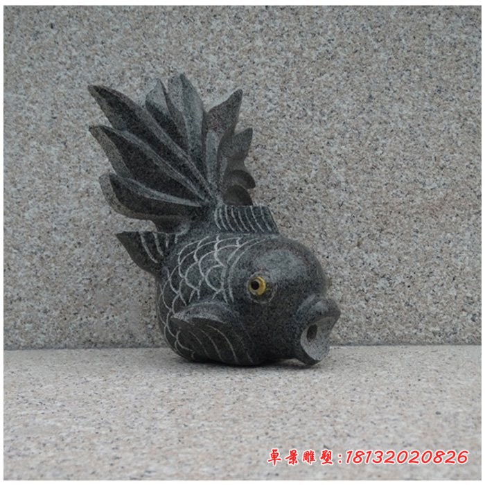 喷水的金鱼石雕，庭院水景石雕 (13)