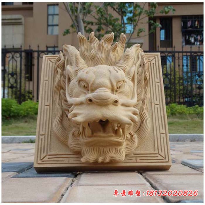 喷水龙头石雕，墙壁龙头石雕 (2)