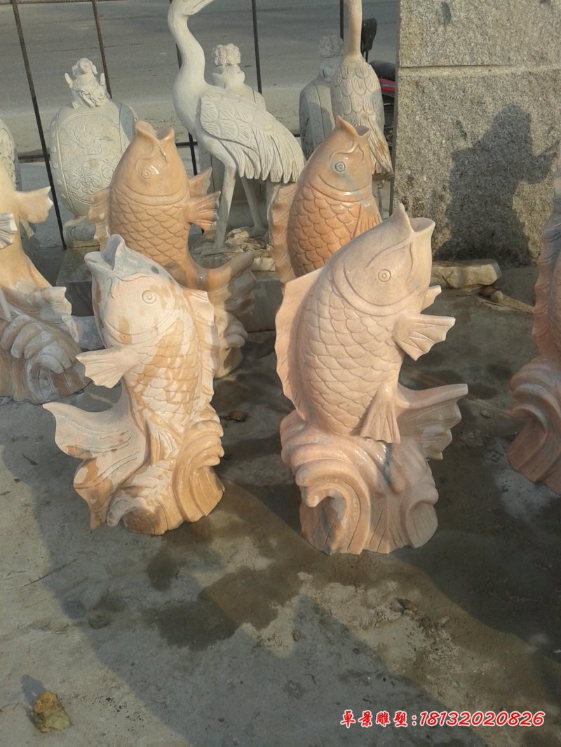 喷水鱼石雕公园动物石雕 (2)