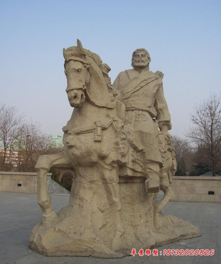 骑马的少数民族人物石雕，广场景观石雕
