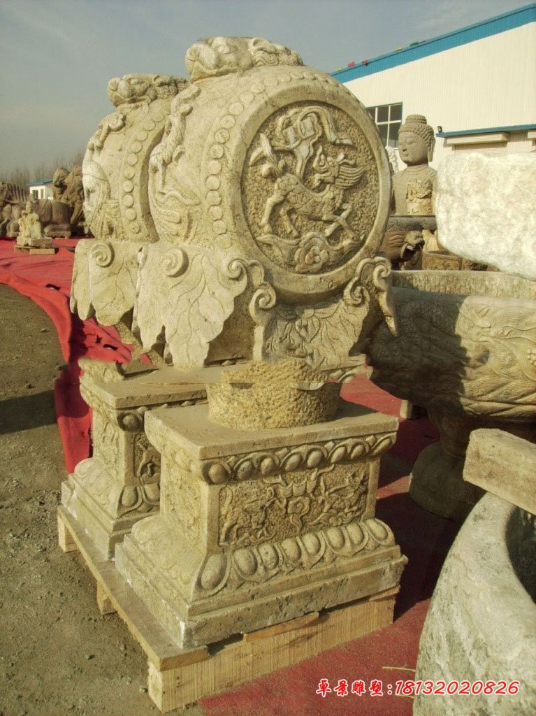 麒麟浮雕门墩 门口抱鼓石雕塑