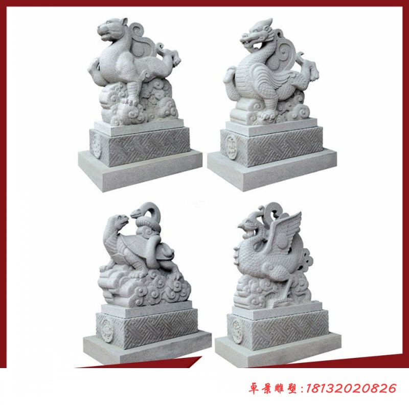 青龙白虎朱雀玄武石雕 大理石古代四大神兽石雕