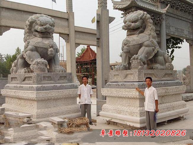青石北京狮 看门狮子石雕