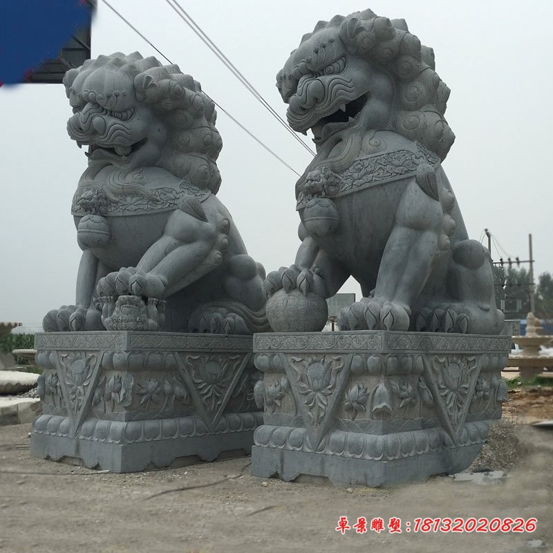 青石北京狮石雕，看门狮子石雕 