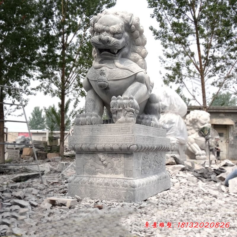 青石北京狮石雕，看门狮子石雕 