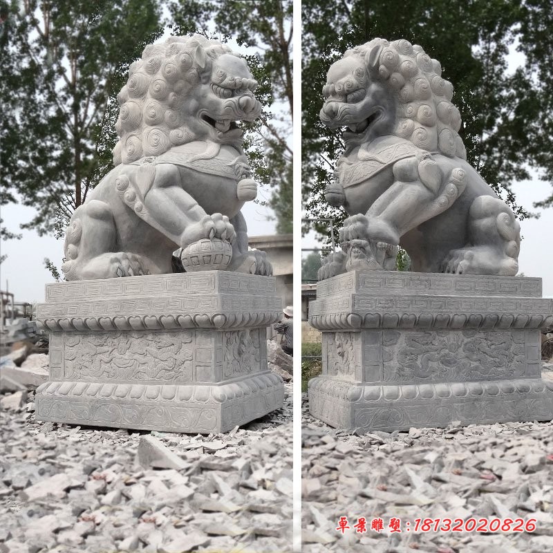 青石北京狮石雕，看门狮子石雕 
