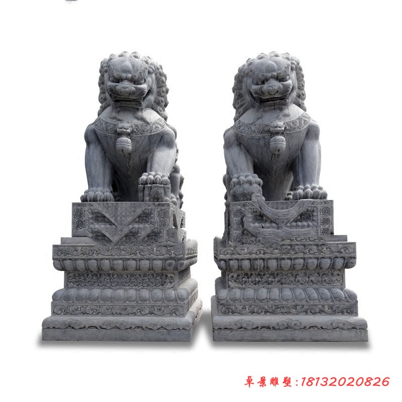 青石踩球北京狮看门狮子石雕