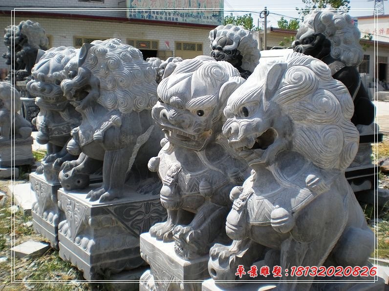 青石踩球狮子雕塑 门口看门狮子石雕