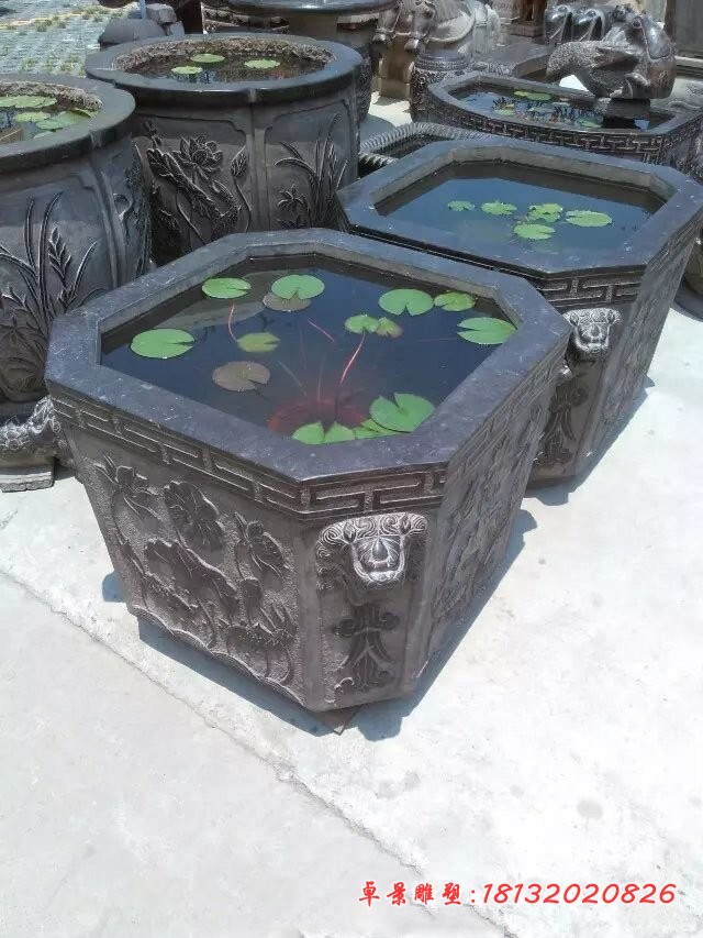 青石方形水缸 庭院水缸石雕