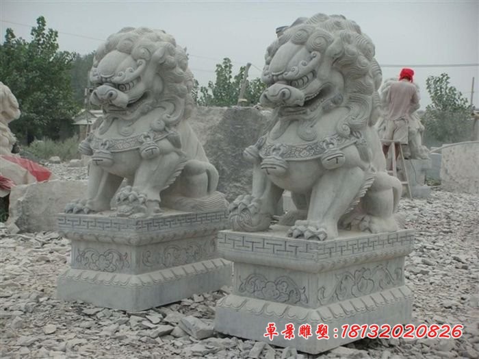 青石仿古北京狮 看门狮子石雕