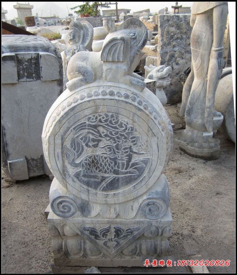 青石仿古大象门墩 门口抱鼓石雕塑