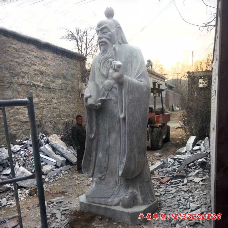 青石仿古老子石雕 校园古代名人石雕