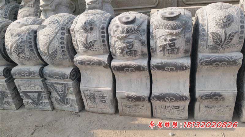 青石仿古门墩 福字抱鼓石