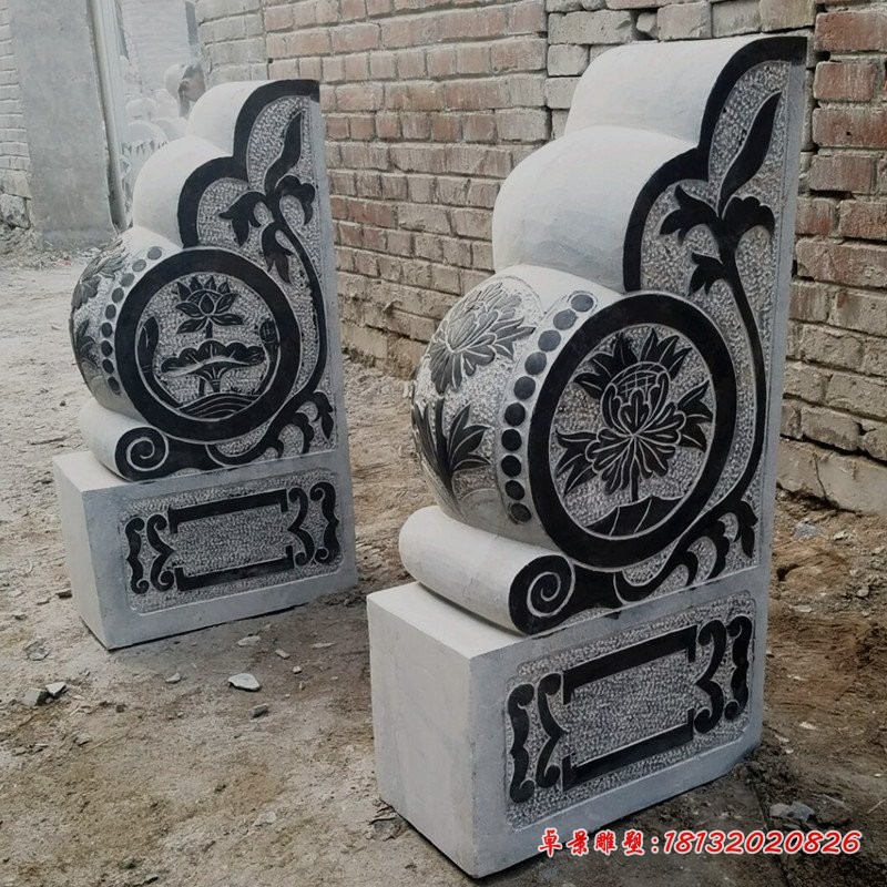 青石仿古门墩石雕，门口抱鼓石