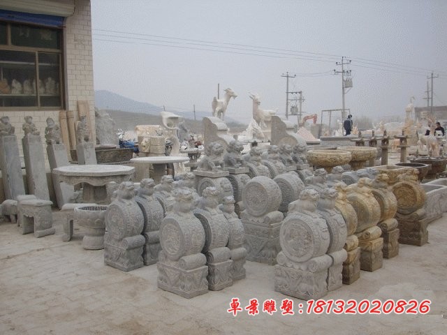 青石仿古门墩 门口抱鼓石