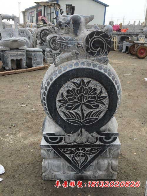 青石仿古门墩 门口狮子抱鼓石 (2)