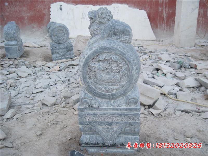青石仿古门墩石雕 门口抱鼓石
