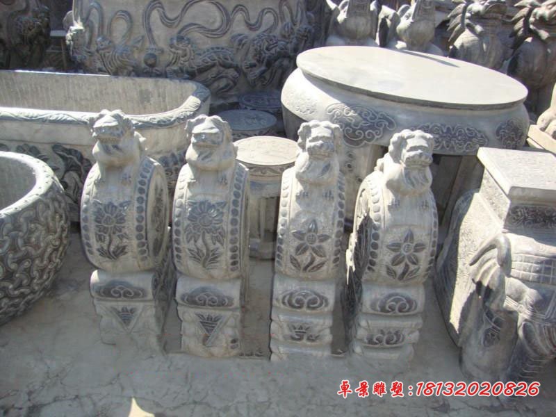 青石仿古门墩 门口狮子抱鼓石