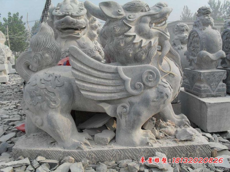 青石仿古貔貅，门口貔貅石雕