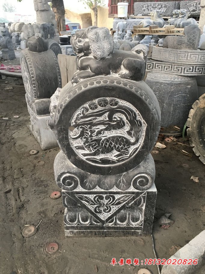 青石仿古麒麟门墩 门口抱鼓石雕塑 (3)