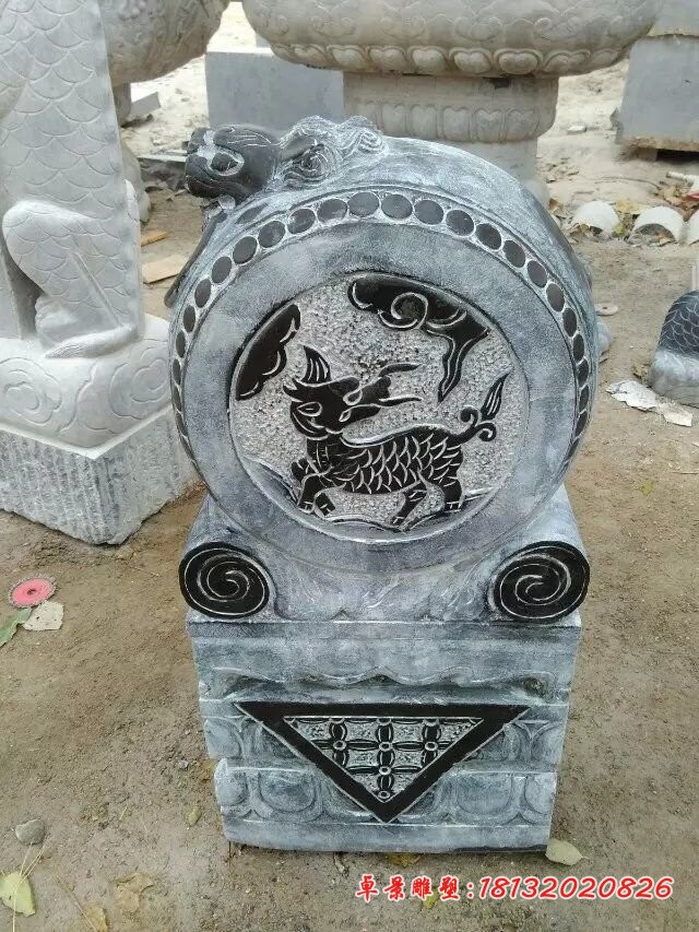 青石仿古麒麟门墩 门口抱鼓石雕塑
