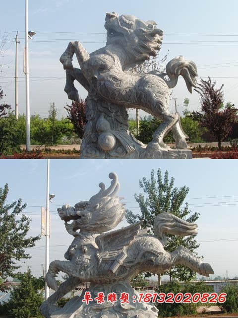 青石仿古麒麟石雕 古代神兽石雕