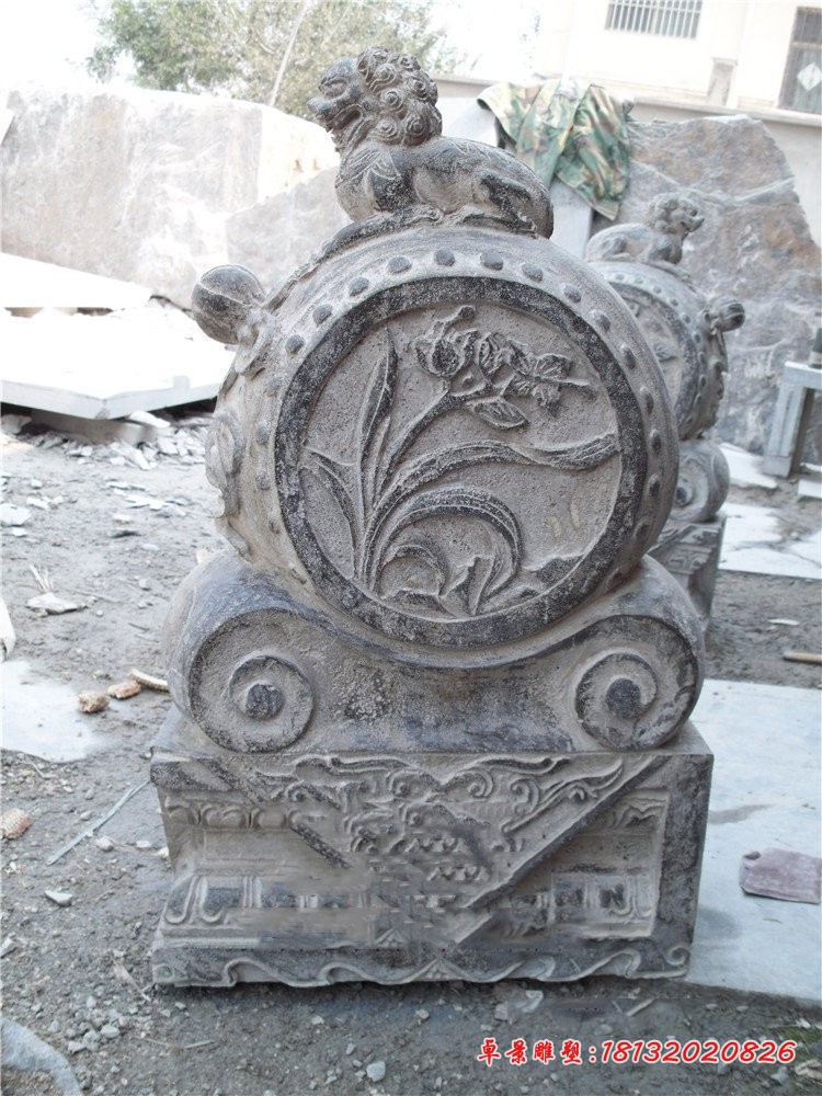 青石仿古狮子门墩 抱鼓石