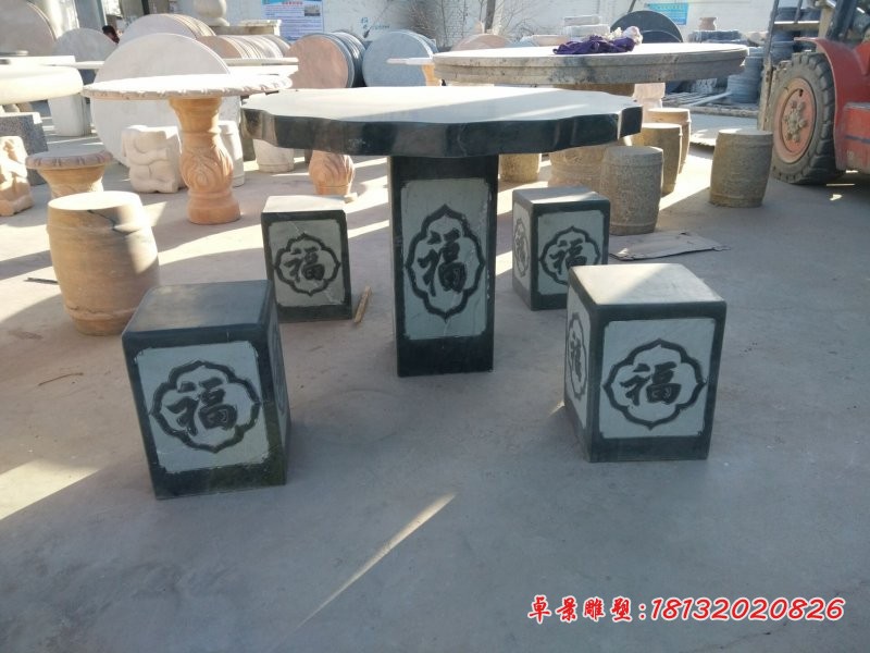 青石仿古石桌凳，公园石桌凳雕塑
