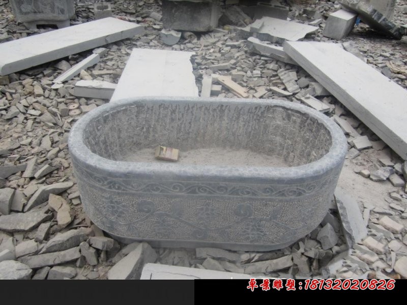 青石仿古水缸，公园石水缸