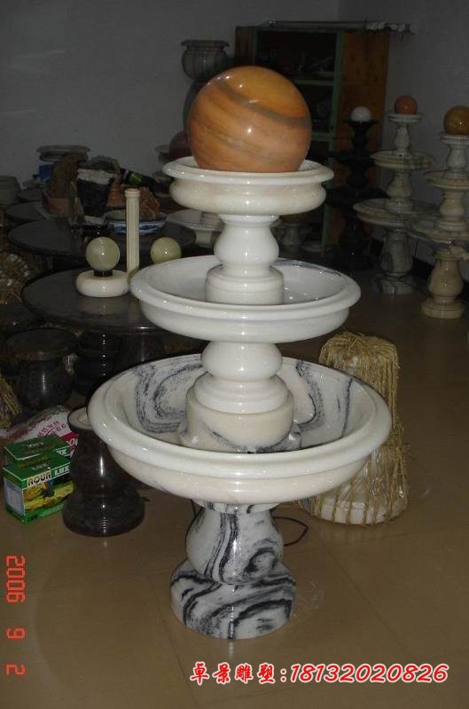 三层风水球石雕 企业风水球喷泉