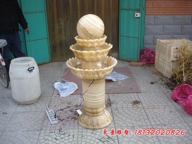 三层风水球石雕 石雕别墅风水球