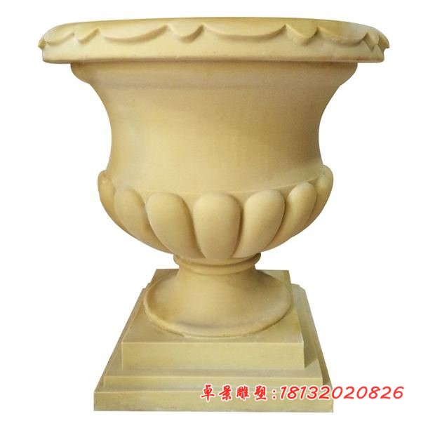 砂岩花钵石雕 别墅石雕花盆
