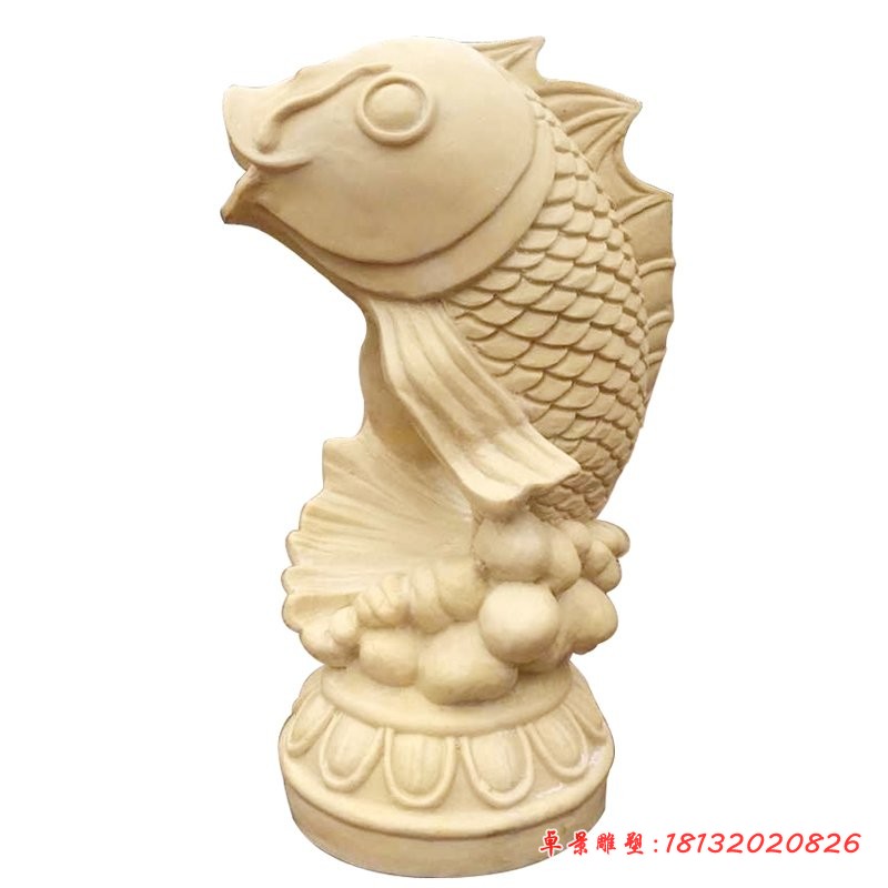 砂岩鲤鱼石雕 公园石雕喷水鱼