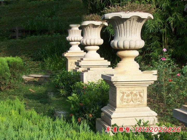 砂岩欧式花钵雕塑 公园景观石雕