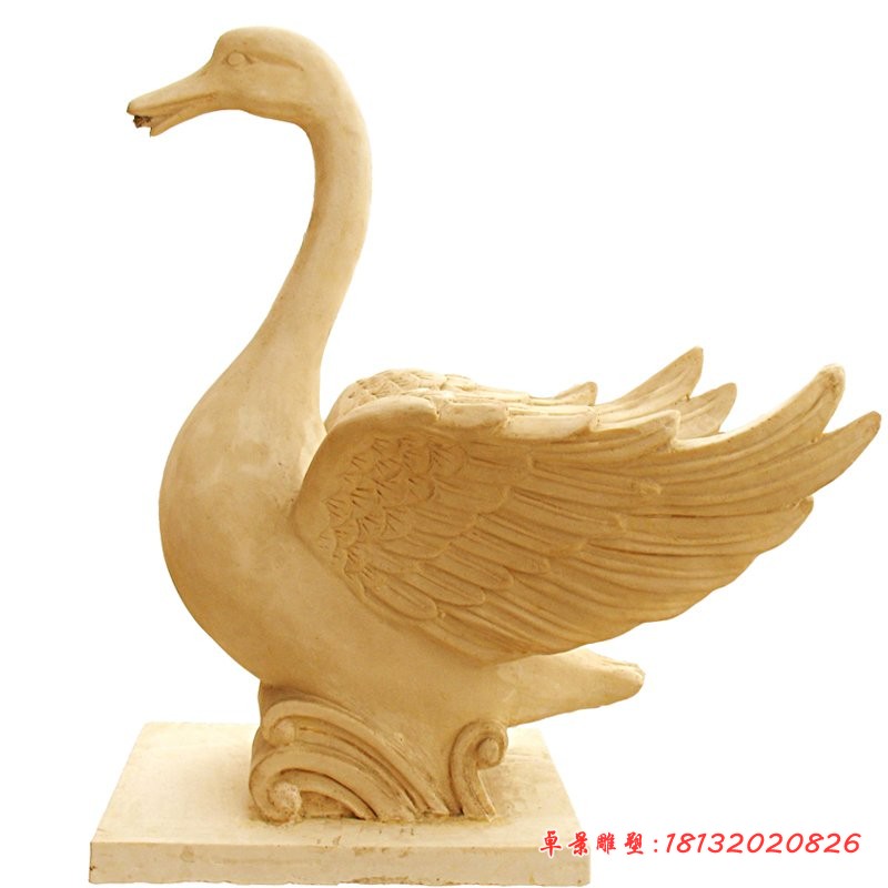 砂岩喷水天鹅雕塑 公园动物石雕