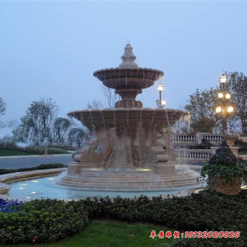砂岩双层喷泉石雕 公园欧式石雕喷泉