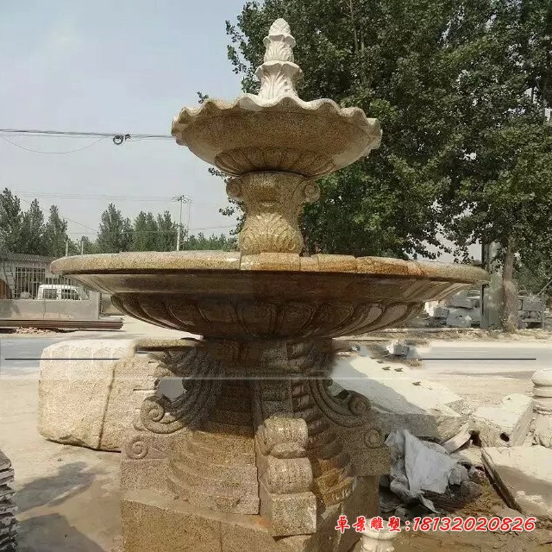 砂岩双层喷泉石雕 公园石雕喷泉