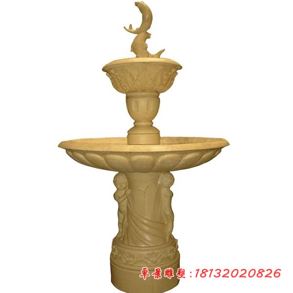 砂岩双层喷泉石雕 别墅喷泉石雕 